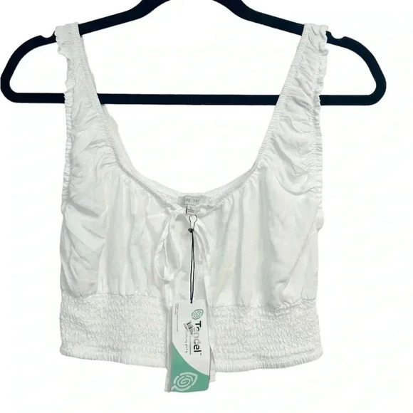 LOVE TREE Smocked White Crop Tank Top Sz. Large NWT - Picture 7 of 7